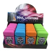 SOUL DOUBLE FLAME LIGHTER WITH SKULL FACES (BOX SHAPE)